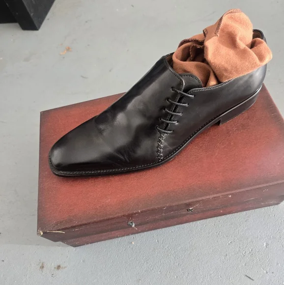 Mezlan Mens Calf Leather Slip Ons W Stretch Tie On One Side Worn Maybe Twice 10 - Picture 3 of 5